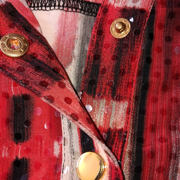 BUNDLE SAVE Wren London Multicolored Button Down Jacket Sequins Reds NWT Siz… - Picture 8 of 9